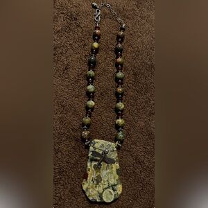 ”Earthen Flight” Rainforest Rhyolite vintage necklace